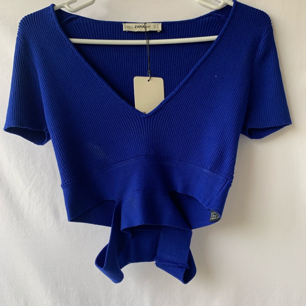 Side cut out crop top cobalt blue
